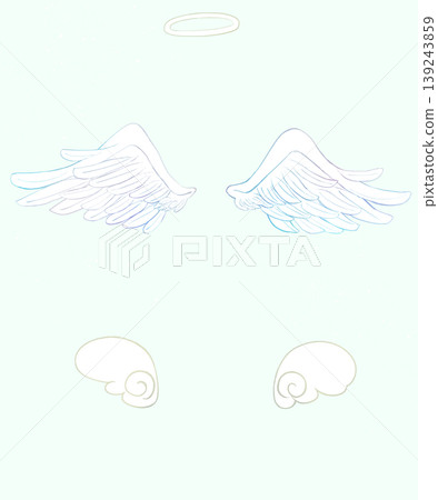 Angel wings and halo (line drawing) 139243859