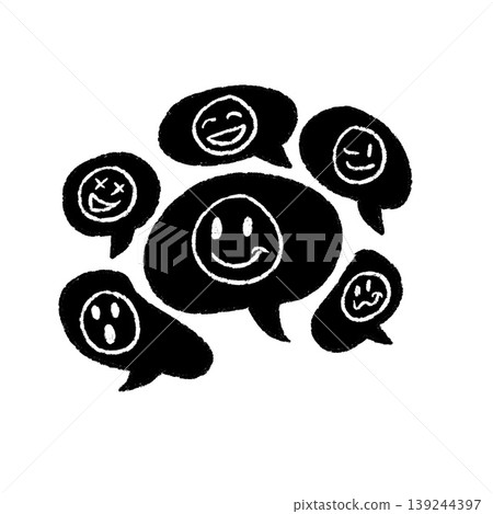 Emoji speech bubble set, hand drawn doodle chat cloud with faces. Funny smile icon, emotional social media message, comic talk balloon kit. Emoji speech bubble collection. Emoji speech bubble set, hand drawn doodle chat cloud with faces. Funny smile icon, emotional social media message, comic talk balloon kit. Emoji speech bubble collection. 139244397