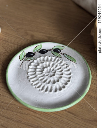 Handcrafted Decorative Plate with Olive Design 139244964