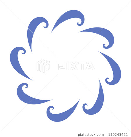 Abstract blue wave pattern design with circular arrangement and empty center for text placement Abstract blue wave pattern design with circular arrangement and empty center for text placement 139245421