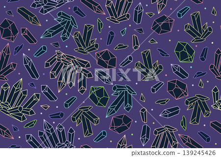 Magic linear dark purple crystal seamless pattern vector Magic linear dark purple crystal seamless pattern vector 139245426