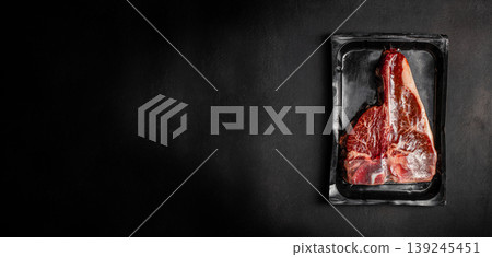 Premium beef steak retail packaging mockup with copy space for branding, label design and supermarket promotion Premium beef steak retail packaging mockup with copy space for branding, label design and supermarket promotion 139245451