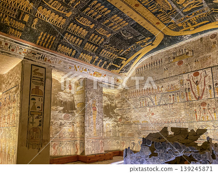 Tomb of Memnon KV9 in the Egyptian Valley of the Kings, in the Theban necropolis, Egypt, Luxor Tomb of Memnon KV9 in the Egyptian Valley of the Kings, in the Theban necropolis, Egypt, Luxor 139245871