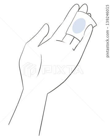 Place a cotton pad on your hand and apply lotion. Place a cotton pad on your hand and apply lotion. 139246015