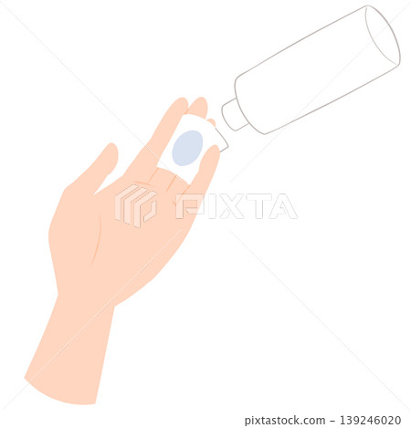Place a cotton pad on your hand and apply lotion. Place a cotton pad on your hand and apply lotion. 139246020