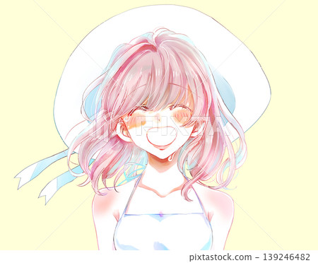 Smiling and crying summer woman Smiling and crying summer woman 139246482