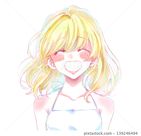 夏日裡一位面帶微笑的金髮女子 夏日裡一位面帶微笑的金髮女子 139246494