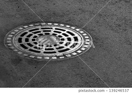 Round manhole cover and street drain 139246537