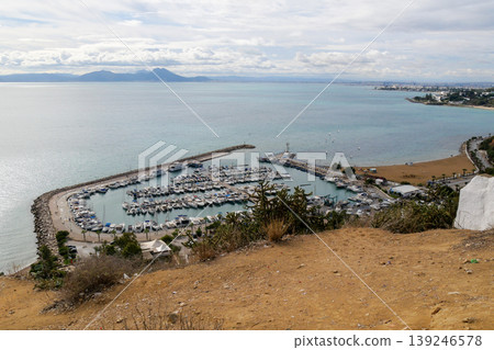 View of the Gulf of Tunis from Sidi Bou Said in Tunis, Tunisia. View of the Gulf of Tunis from Sidi Bou Said in Tunis, Tunisia. 139246578