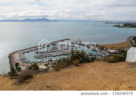 View of the Gulf of Tunis from Sidi Bou Said in Tunis, Tunisia. View of the Gulf of Tunis from Sidi Bou Said in Tunis, Tunisia. 139246579