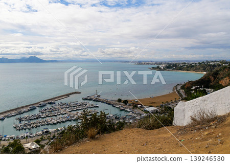 View of the Gulf of Tunis from Sidi Bou Said in Tunis, Tunisia. View of the Gulf of Tunis from Sidi Bou Said in Tunis, Tunisia. 139246580