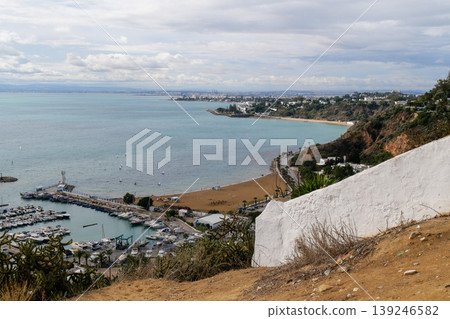 View of the Gulf of Tunis from Sidi Bou Said in Tunis, Tunisia. View of the Gulf of Tunis from Sidi Bou Said in Tunis, Tunisia. 139246582