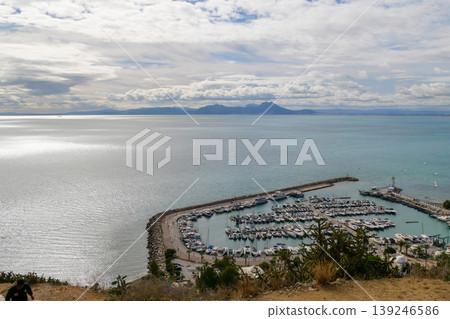 View of the Gulf of Tunis from Sidi Bou Said in Tunis, Tunisia. View of the Gulf of Tunis from Sidi Bou Said in Tunis, Tunisia. 139246586