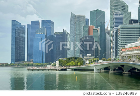 Panoramic view of Singapore from Marina Bay, a complete overview of modern skyscrapers, Singapore's iconic cityscape Panoramic view of Singapore from Marina Bay, a complete overview of modern skyscrapers, Singapore's iconic cityscape 139246989