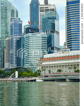 Panoramic view of Singapore from Marina Bay, a complete overview of modern skyscrapers, Singapore's iconic cityscape Panoramic view of Singapore from Marina Bay, a complete overview of modern skyscrapers, Singapore's iconic cityscape 139246993