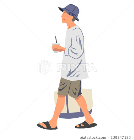 一個穿著休閒的男人正在行走 139247123