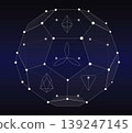 Cryptocurrency in a three-dimensional hexagonal transparent cube Buy and sell cryptocoins. 139247145