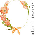 A frame of orange tulips, painted in watercolor. Hand-drawn illustration 139247150