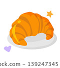 croissant bread flat style pastel 139247345