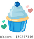 pastel cupcake blueberry flat style 139247346