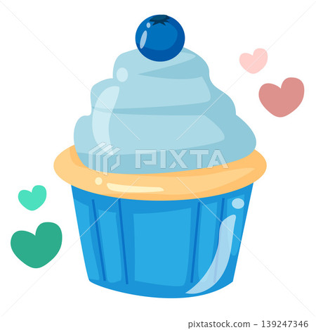 pastel cupcake blueberry flat style pastel cupcake blueberry flat style 139247346