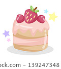 pastel strawberry cake flat style 139247348