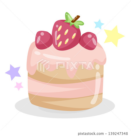 pastel strawberry cake flat style 139247348