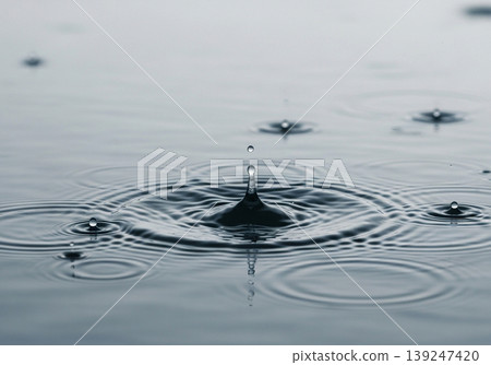 Drops of water falling on the water surface Drops of water falling on the water surface 139247420