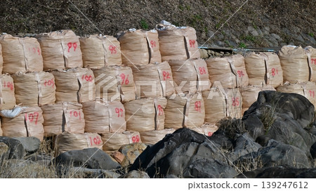 Flood control work image (flood damage, heavy rain disaster, recovery, flood control work, river construction, revetment work) Flood control work image (flood damage, heavy rain disaster, recovery, flood control work, river construction, revetment work) 139247612