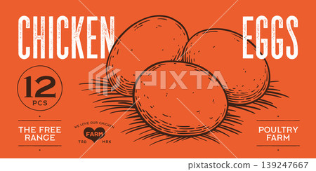 Chicken, hen with nest, eggs. Vintage artwork Chicken, hen with nest, eggs. Vintage artwork 139247667