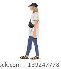 一位身著休閒裝的女士正在行走 139247778