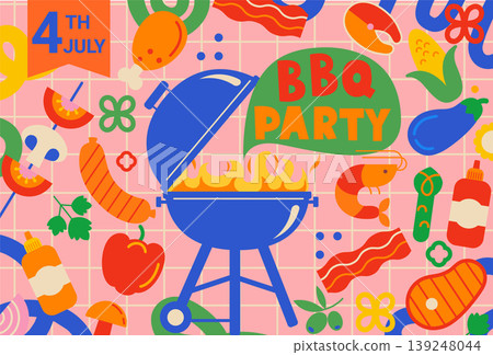 BBQ flyer. Invitation for barbecue weekend event. Summer design template for barbeque menu, poster, banner, announcement. Grilled delicious after cooking outdoor. Vector illustration. BBQ flyer. Invitation for barbecue weekend event. Summer design template for barbeque menu, poster, banner, announcement. Grilled delicious after cooking outdoor. Vector illustration. 139248044
