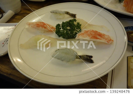 Sushi Plate with Crab and Shrimp Nigiri Sushi Plate with Crab and Shrimp Nigiri 139248476