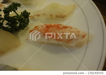 Plate of Seafood and Garnish Close-up Plate of Seafood and Garnish Close-up 139248543