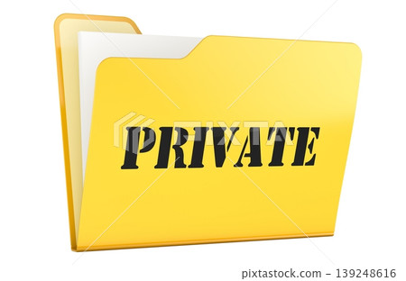 Private yellow folder with confidential documents, secure file concept. 3d rendering 139248616