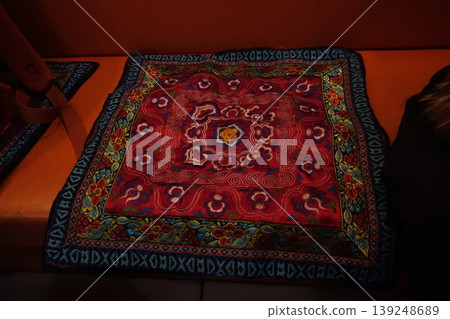 Traditional Embroidered Textile with Intricate Patterns Traditional Embroidered Textile with Intricate Patterns 139248689