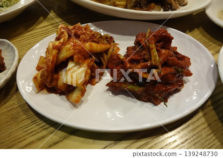 Korean Side Dishes on White Plate Korean Side Dishes on White Plate 139248730