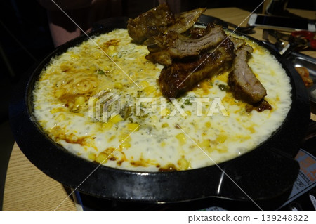 Cheesy Corn and Meat Skillet Dish Cheesy Corn and Meat Skillet Dish 139248822
