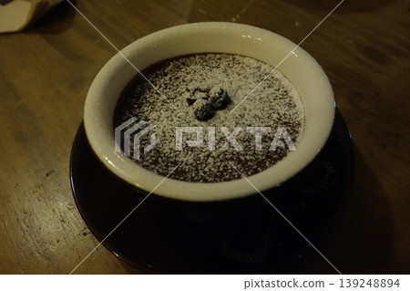 Hot Chocolate with Powdered Sugar Garnish Hot Chocolate with Powdered Sugar Garnish 139248894