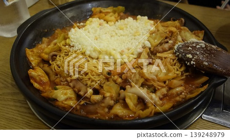 Korean Hot Pot with Noodles and Cheese 139248979