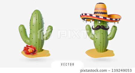 3D cactus illustration 139249053