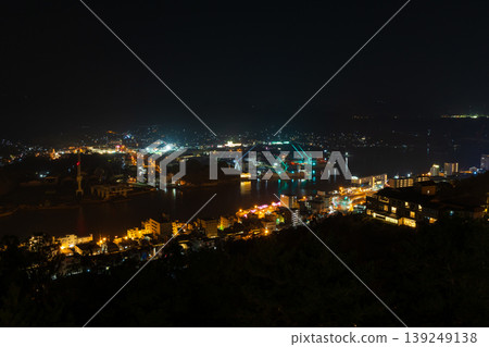 Winter view of the Seto Inland Sea, Onomichi nightscape, from the Senkoji Temple summit observation deck PEAK. Winter view of the Seto Inland Sea, Onomichi nightscape, from the Senkoji Temple summit observation deck PEAK. 139249138