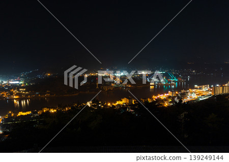 Winter view of the Seto Inland Sea, Onomichi nightscape, from the Senkoji Temple summit observation deck PEAK. Winter view of the Seto Inland Sea, Onomichi nightscape, from the Senkoji Temple summit observation deck PEAK. 139249144