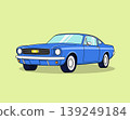Blue classic retro car illustration, vintage vehicles flat design 139249184