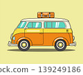 old surfing vintage car. retro travel van car illustration 139249186