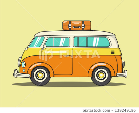 old surfing vintage car. retro travel van car illustration old surfing vintage car. retro travel van car illustration 139249186