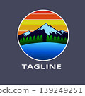 Round vintage mountain logo design 139249251