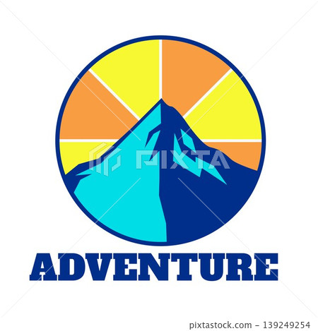 Round Abstract blue mountain logo design 139249254