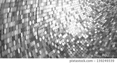 Silver sequin background with a wavy perspective and sparkling highlights. Silver sequin background with a wavy perspective and sparkling highlights. 139249339