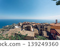 A view of the town and sea from Castelmola, Sicily, Italy. 139249360
